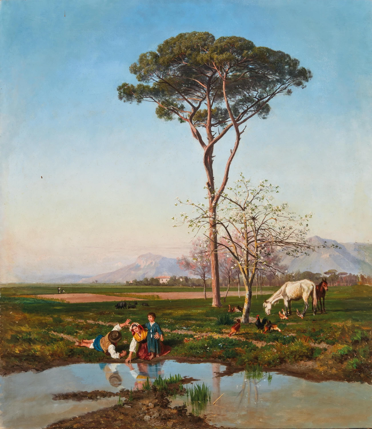 Paesaggio campestre con figure